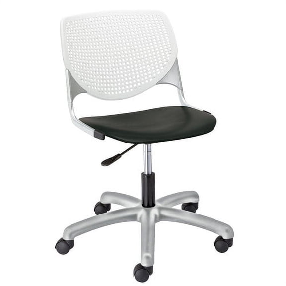 KFI Studios KOOL Home and Office Computer Chair, White Back, Black Seat