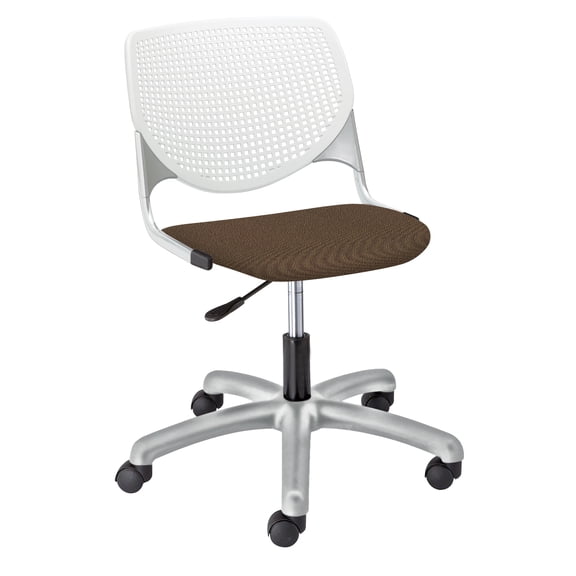 KFI Studios KOOL Home and Office Computer Chair, White Back, Fudge Seat