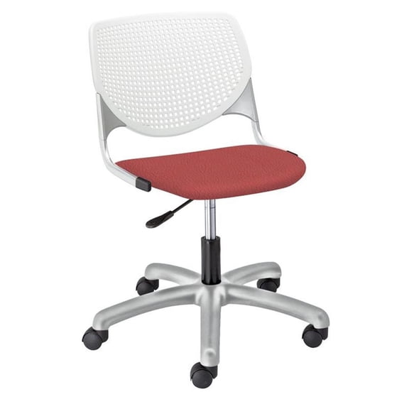 KFI Studios KOOL Home and Office Computer Chair, White Back, Lipstick