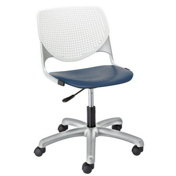 KFI Studios KOOL Home and Office Computer Chair, White Back, Navy Seat