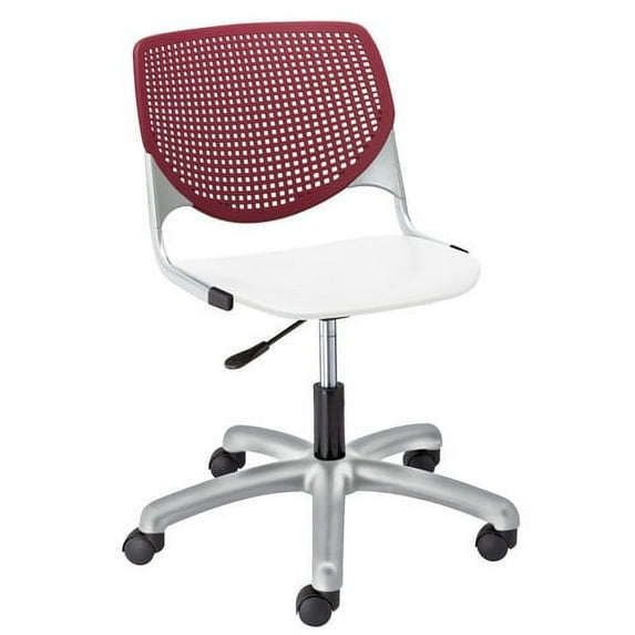 KFI Studios KOOL Home and Office Computer Chair, White Seat, Burgundy Back