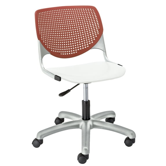 KFI Studios KOOL Home and Office Computer Chair, White Seat, Coral Back