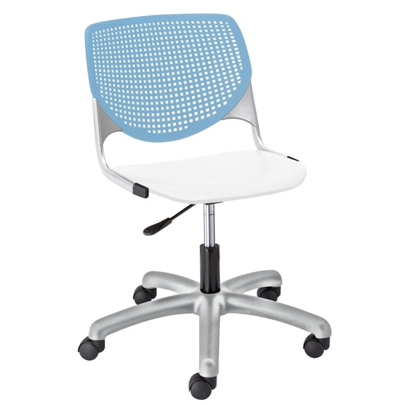 KFI Studios KOOL Home and Office Computer Chair, White Seat, Sky Blue Back