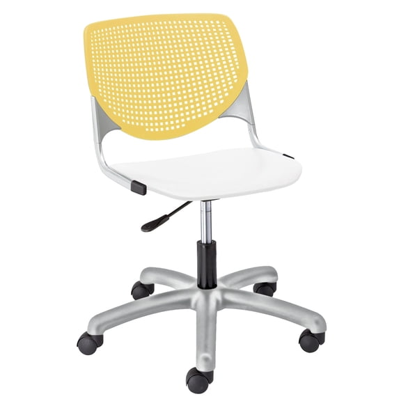 KFI Studios KOOL Home and Office Computer Chair, White Seat, Yellow Back