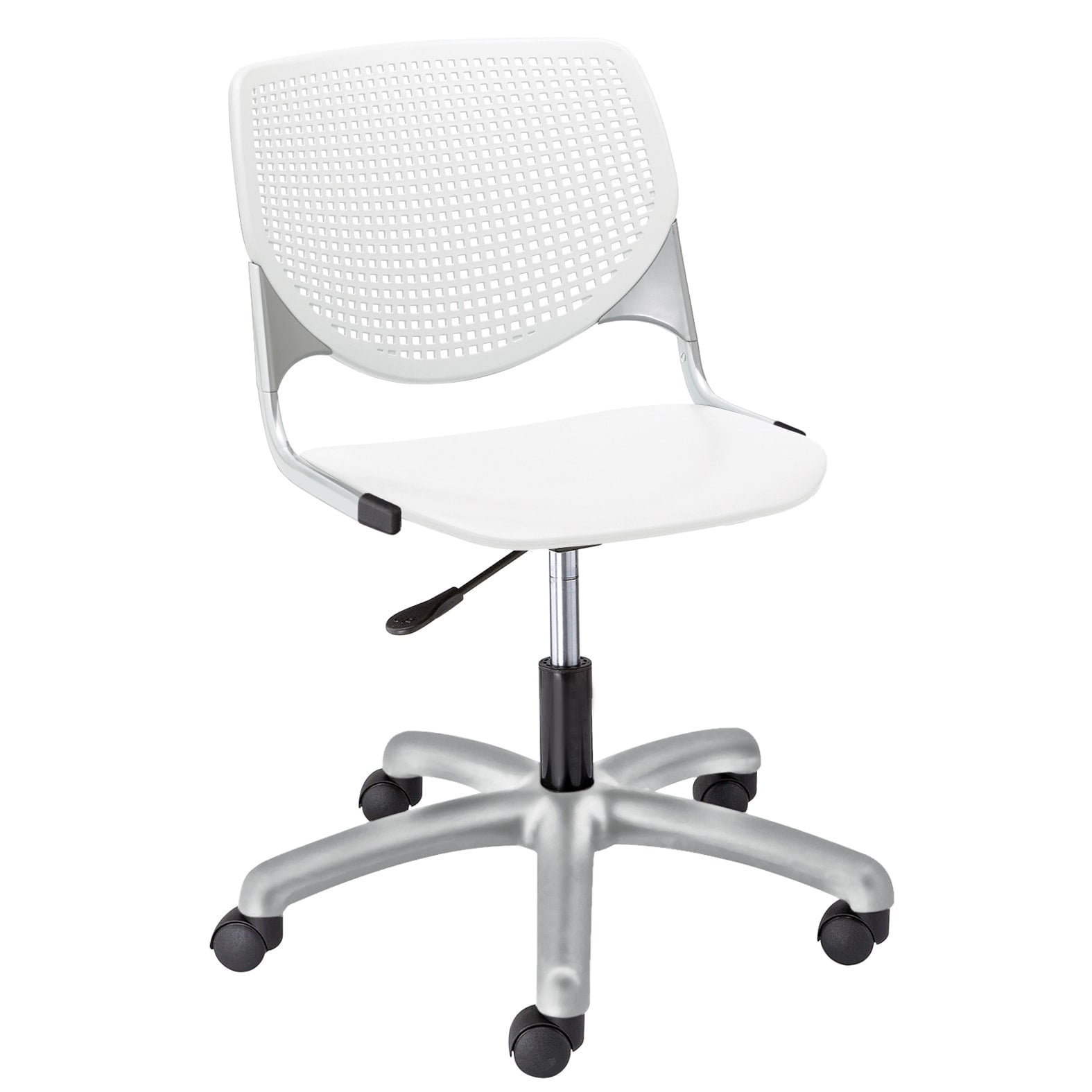 White Ergonomic Swivel Task Chair with Metal Base