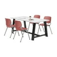 thumbnail image 1 of KFI Studios Midtown 6' x 3' Dining Table Set, Designer White , 4 Coral KOOL Chairs, 1 of 2