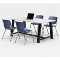thumbnail image 1 of KFI Studios Midtown 6' x 3' Dining Table Set, Designer White , 4 Navy KOOL Chairs, 1 of 1