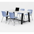 thumbnail image 1 of KFI Studios Midtown 6' x 3' Dining Table Set, Designer White , 4 Periwinkle KOOL Chairs, 1 of 1