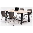 thumbnail image 1 of KFI Studios Midtown 6' x 3' Dining Table Set, Maple , 4 Brownstone KOOL Chairs, 1 of 1