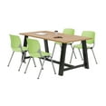 thumbnail image 1 of KFI Studios Midtown 6' x 3' Dining Table Set, Maple , 4 Lime Green KOOL Chairs, 1 of 2