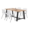 thumbnail image 1 of KFI Studios Midtown 6' x 3' Dining Table Set, Maple , 4 White KOOL Chairs, 1 of 1