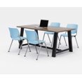 thumbnail image 1 of KFI Studios Midtown 6' x 3' Dining Table Set, Studio Teak , 4 Sky Blue KOOL Chairs, 1 of 1