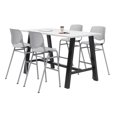 thumbnail image 1 of KFI Studios Midtown 6' x 3' Pub Table Set, Designer White , 4 Light Grey KOOL Stools, 1 of 2