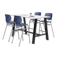 thumbnail image 1 of KFI Studios Midtown 6' x 3' Pub Table Set, Designer White , 4 Navy KOOL Stools, 1 of 2