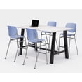 thumbnail image 1 of KFI Studios Midtown 6' x 3' Pub Table Set, Designer White , 4 Periwinkle KOOL Stools, 1 of 3