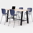 thumbnail image 1 of KFI Studios Midtown 6' x 3' Pub Table Set, Maple , 4 Navy KOOL Stools, 1 of 4