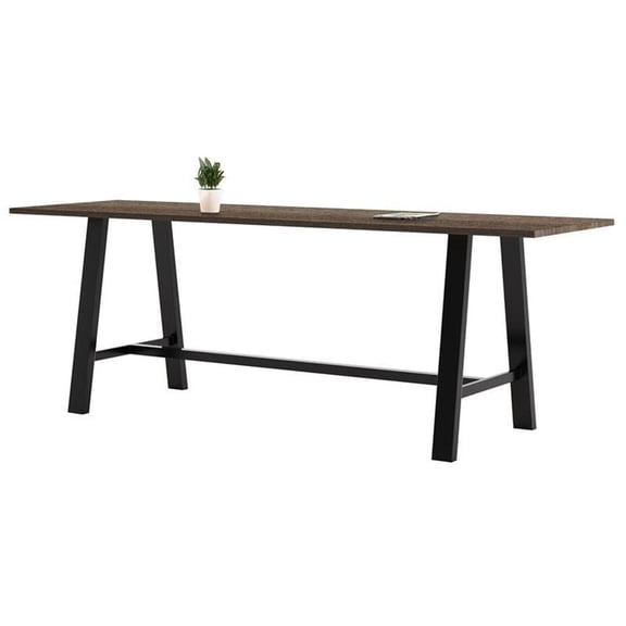 KFI Studios Midtown 6' x 3' Pub Table Set, Studio Teak , 4 Light Grey KOOL Stools
