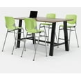 thumbnail image 1 of KFI Studios Midtown 6' x 3' Pub Table Set, Studio Teak , 4 Lime Green KOOL Stools, 1 of 5