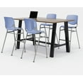 thumbnail image 1 of KFI Studios Midtown 6' x 3' Pub Table Set, Studio Teak , 4 Periwinkle KOOL Stools, 1 of 5