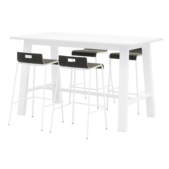 KFI Studios Midtown Bar Height Table and 4 Barstools Set in Espresso/White