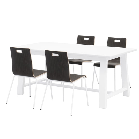 KFI Studios Midtown Cafe Table and 4 Chairs Set in Espresso/White