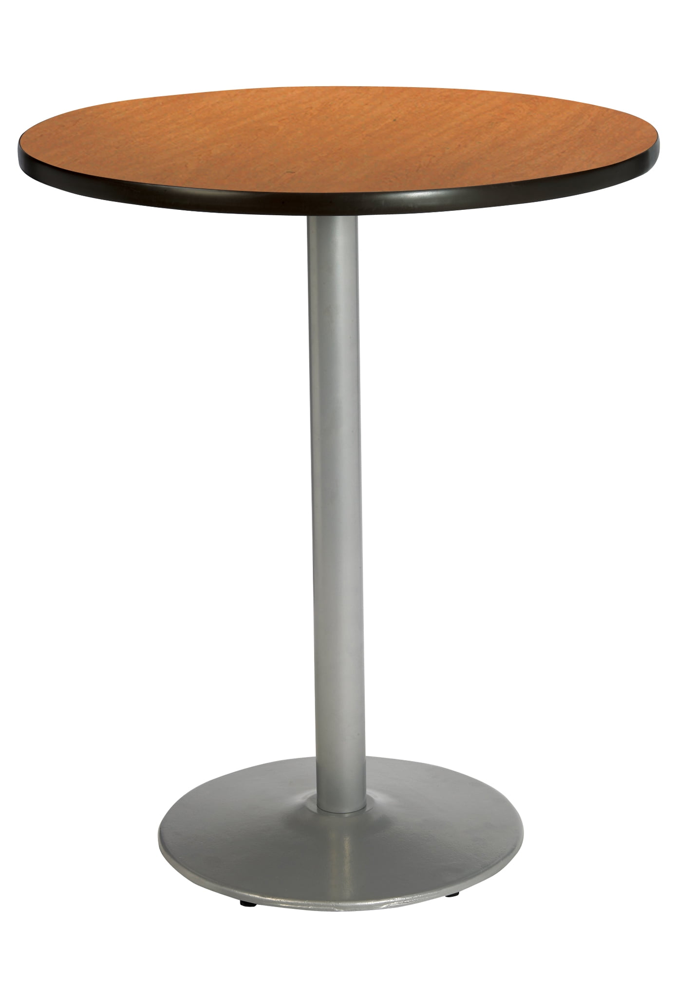 KFI Studios Mode 2.5' Round Bistro Table, Medium Oak, Silver Base