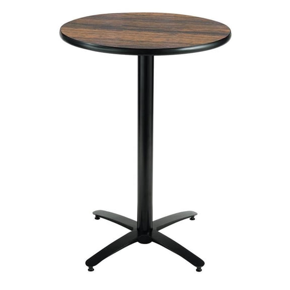 KFI Studios Mode 2.5' Round Bistro Table, Walnut, Arched X-Base
