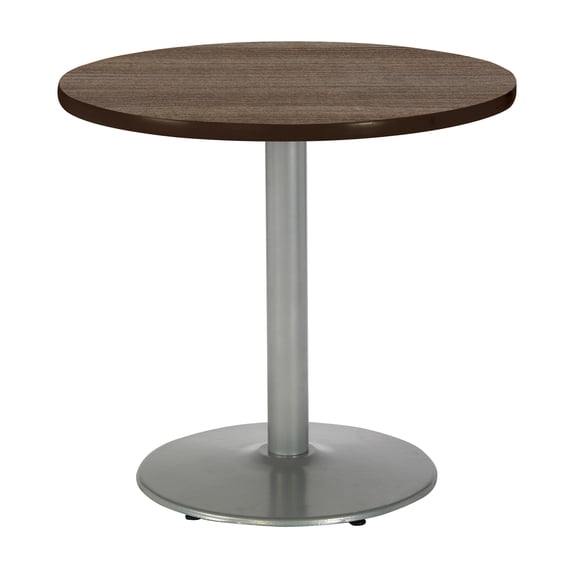 KFI Studios Mode 2.5' Round Counter Height Dining Table, Studio Teak, Silver Base