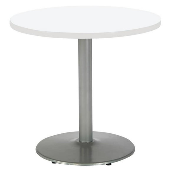 KFI Studios Mode 2.5' Round Dining Table, Designer White, Silver Base