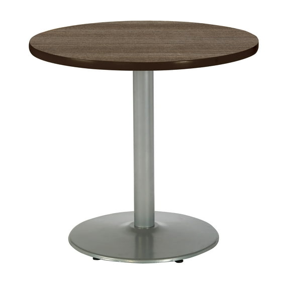 KFI Studios Mode 2.5' Round Dining Table, Studio Teak, Silver Base