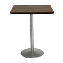 KFI Studios Mode 2.5' Square Bistro Table, Studio Teak, Silver Base