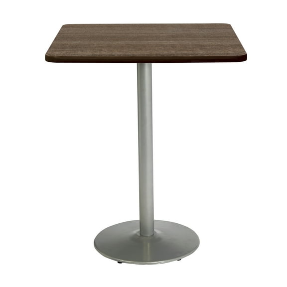 KFI Studios Mode 2.5' Square Bistro Table, Studio Teak, Silver Base