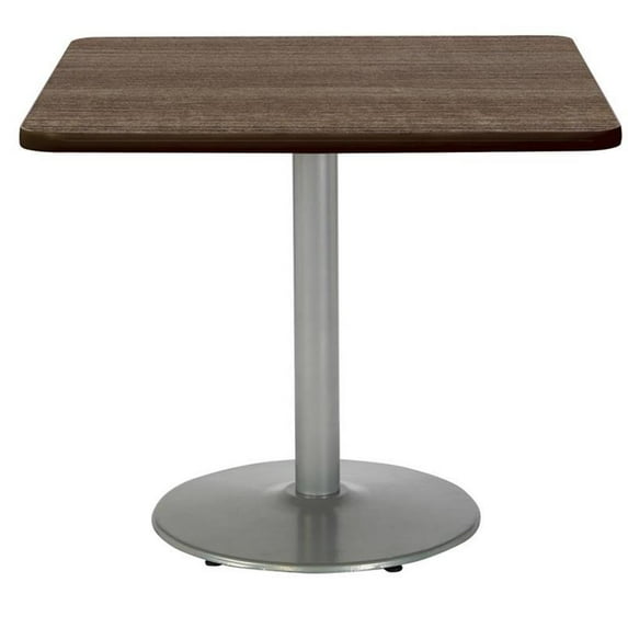 KFI Studios Mode 2.5' Square Dining Table, Studio Teak, Silver Base