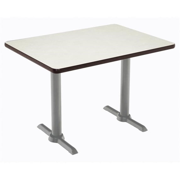 KFI Studios Mode 2.5' x 4' Bistro Table, Crisp Linen, Silver Base