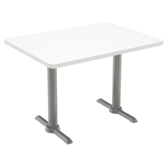 KFI Studios Mode 2.5' x 4' Bistro Table, Designer White, Silver T-Leg Base