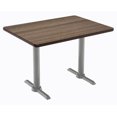 thumbnail image 1 of KFI Studios Mode 2.5' x 4' Bistro Table, Studio Teak, Silver T-Leg Base, 1 of 3