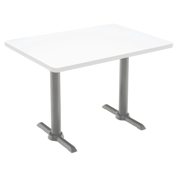 KFI Studios Mode 2.5' x 4' Dining Table, Designer White, Silver T-Leg Base