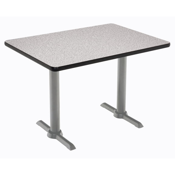 KFI Studios Mode 2.5' x 4' Dining Table, Grey Nebula, Silver T-Leg Base