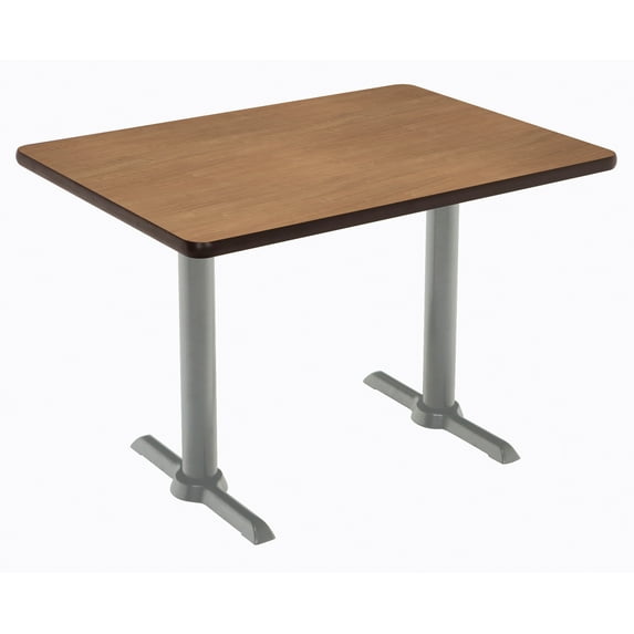 KFI Studios Mode 2.5' x 5' Bistro Table, River Cherry, Silver T-Leg Base