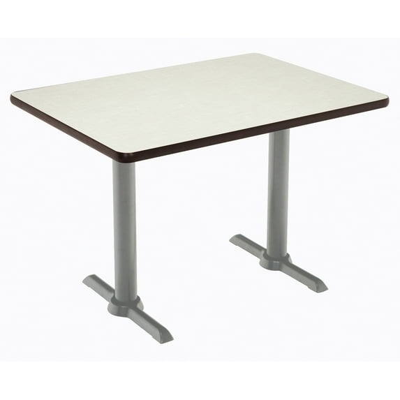 KFI Studios Mode 2.5' x 5' Dining Table, Crisp Linen, Silver T-Leg Base