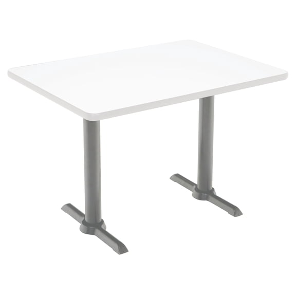 KFI Studios Mode 2.5' x 5' Dining Table, Designer White, Silver T-Leg Base