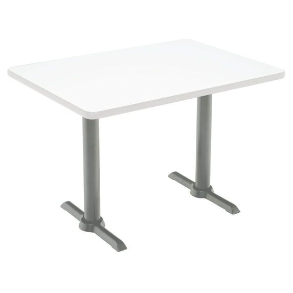 KFI Studios Mode 2.5' x 5' Dining Table, Designer White, Silver T-Leg Base