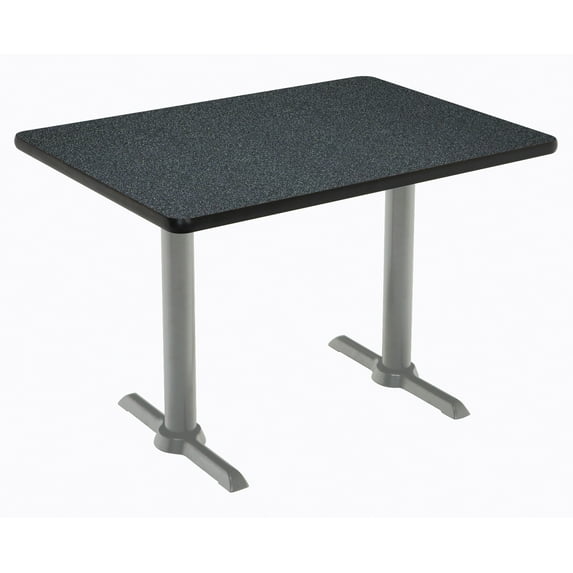 KFI Studios Mode 2.5' x 5' Dining Table, Graphite Nebula, Silver T-Leg Base