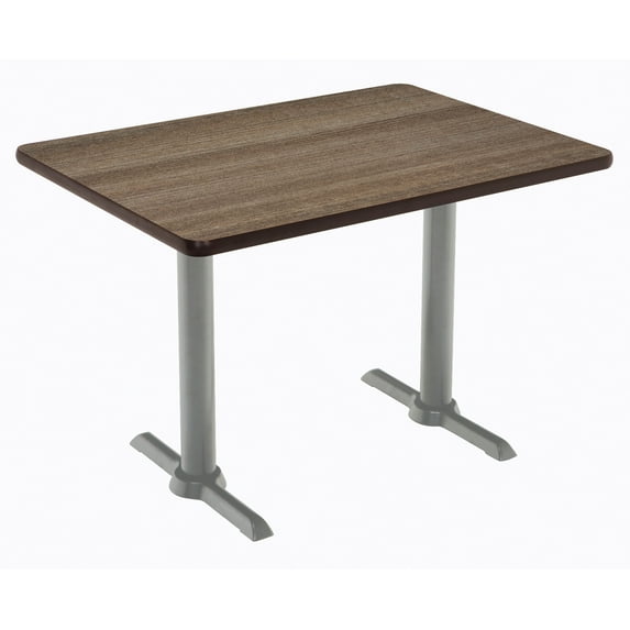 KFI Studios Mode 2.5' x 5' Dining Table, Studio Teak, Silver T-Leg Base