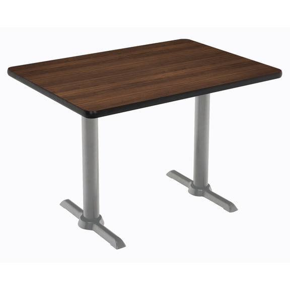 KFI Studios Mode 2.5' x 5' Dining Table, Walnut, Silver T-Leg Base