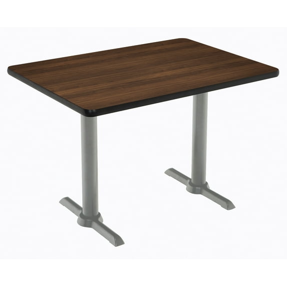 KFI Studios Mode 2.5' x 5' Dining Table, Walnut, Silver T-Leg Base