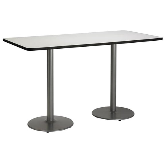 KFI Studios Mode 2.5' x 6' Bistro Table, Crisp Linen, Silver Base