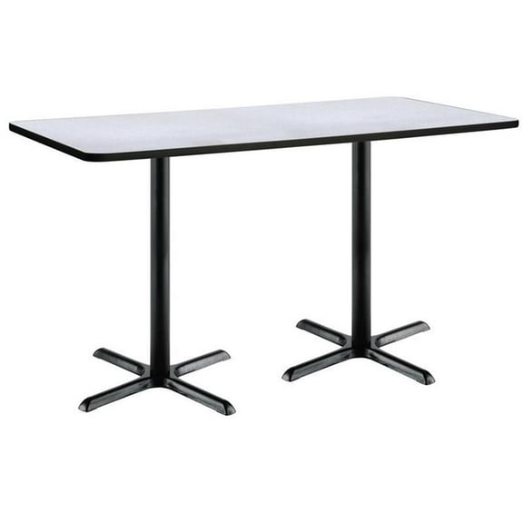 KFI Studios Mode 2.5' x 6' Bistro Table, Grey Nebula, Black Base