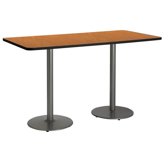KFI Studios Mode 2.5' x 6' Bistro Table, Medium Oak, Silver Base