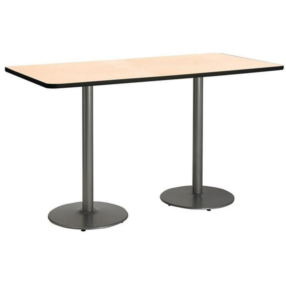 KFI Studios Mode 2.5' x 6' Bistro Table, Natural, Silver Base